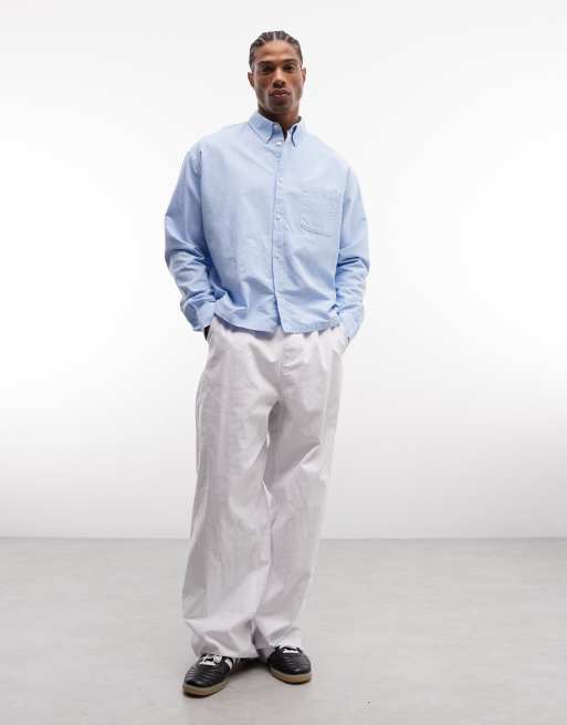 Weekday boxy long sleeve oxford shirt in light blue, 2 of 5