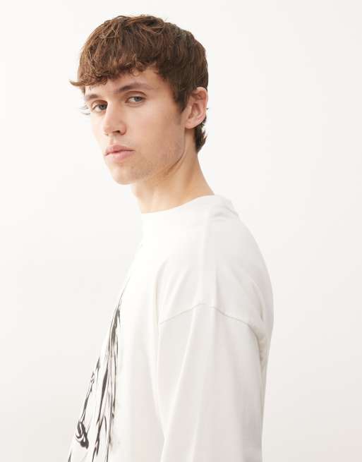 Weekday boxy long sleeve top in white skeleton graphic, 4 of 5