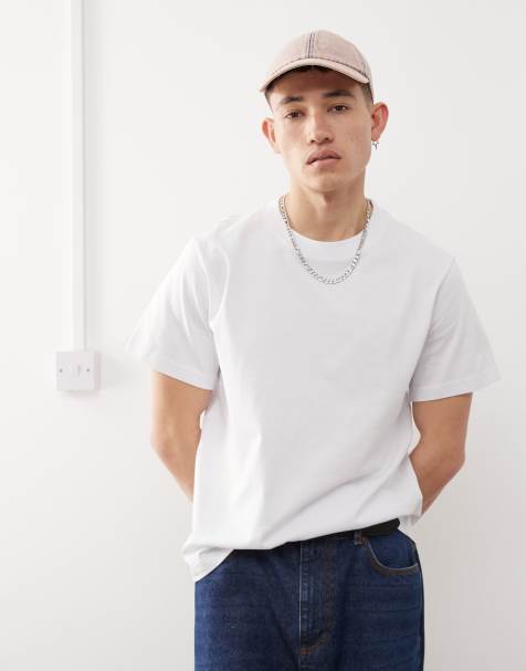 Weekday boxy oversized fit heavy weight jersey t-shirt in white - view 1