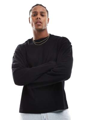 Weekday Weekday boxy oversized fit long sleeve t-shirt in black