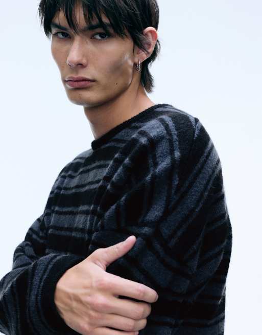 Weekday boxy oversized fit striktrøje i blå og sorte striber, 2 af 3