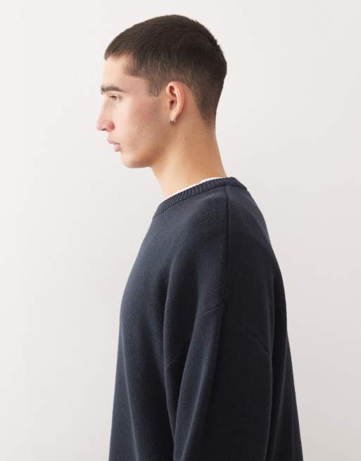 Weekday boxy oversized jumper in navy, 4 of 5