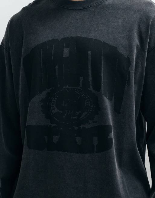 Weekday boxy oversized langærmet T-shirt med grafisk statetryk i sort, 5 af 5
