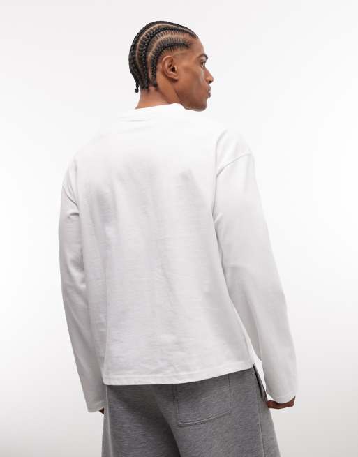 Weekday boxy oversized long sleeve T-shirt in white, 4 of 5