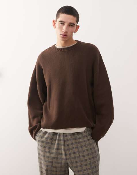 Weekday boxy oversized sweater in dark brown - view 1