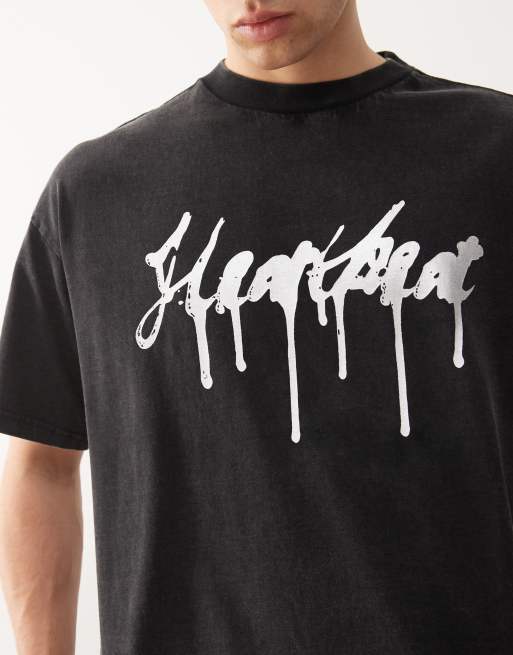 Weekday boxy oversized t-shirt in black with heartbeat graphic, 5 of 5