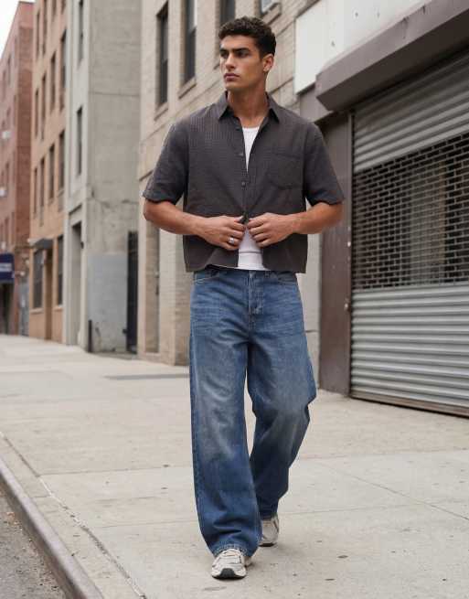 Weekday boxy short sleeve shirt in brown mini check, 12 of 12