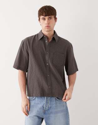 Weekday Boxy Short Sleeve Shirt In Brown