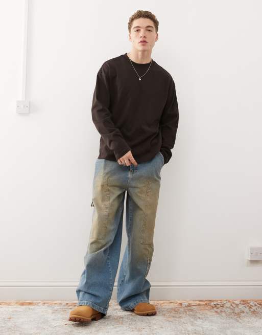 Weekday - Boxy top met lange mouwen in bruin 