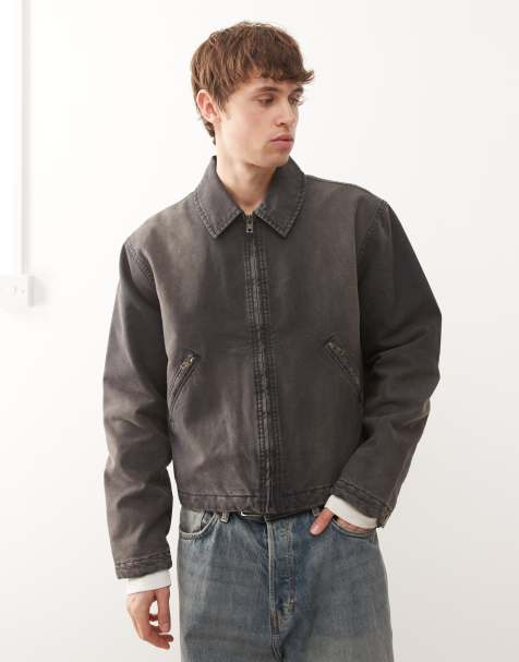 Weekday boxy washed canvas jacket in black - view 1