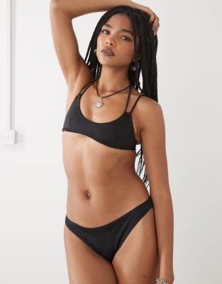 Weekday - Brasilianische Bikinihose in Schwarz