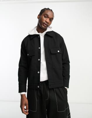 Weekday Brian Workwear Jacket In Black