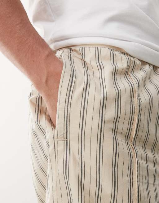 Weekday - Broek met losse pasvorm in zwart en beige strepen, 4 van 5
