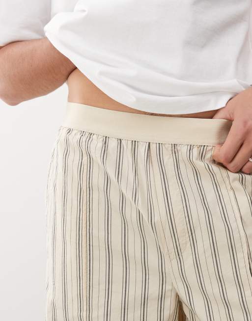 Weekday - Broek met losse pasvorm in zwart en beige strepen, 5 van 5