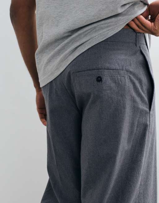 Weekday broek met plooien aan de voorkant in donkergrijs gemêleerd, 4 van 5