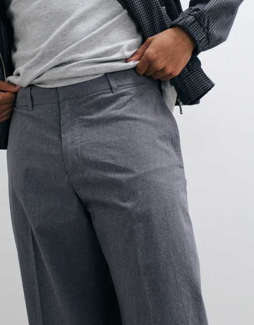 Weekday broek met plooien aan de voorkant in donkergrijs gemêleerd, 5 van 5