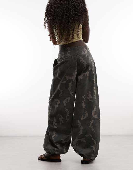 Weekday broek met wijde pijpen van ripstop met camoprint, 3 van 5