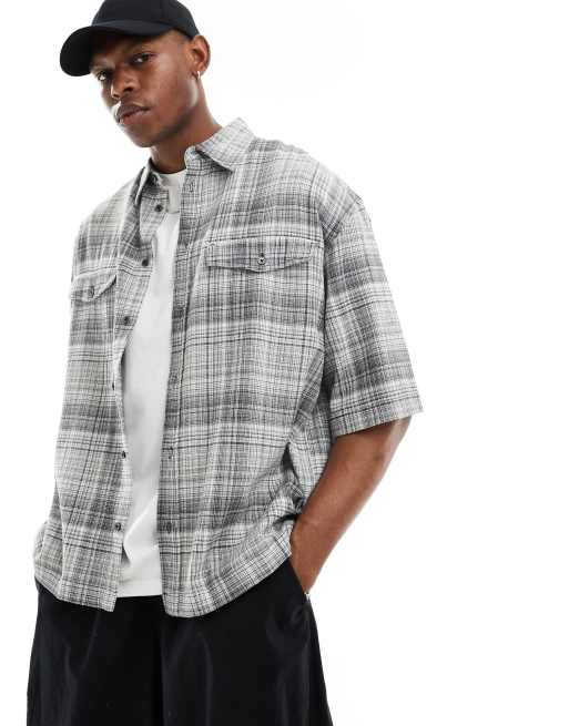  Weekday Bruce oversized check shirt in black