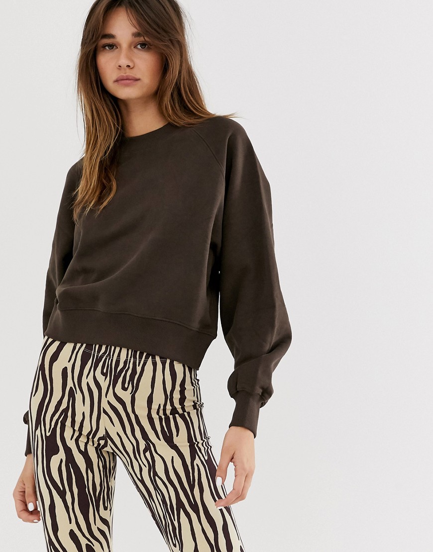 Weekday – Brun sweatshirt i bomull och oversize-modell