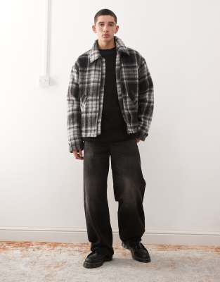 Weekday Brushed Wool Blend Jacket In Black