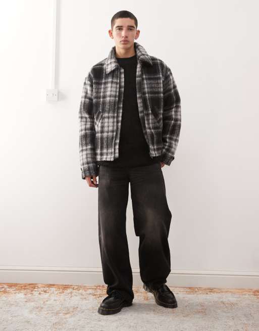Weekday brushed wool blend jacket in black check, 2 of 5