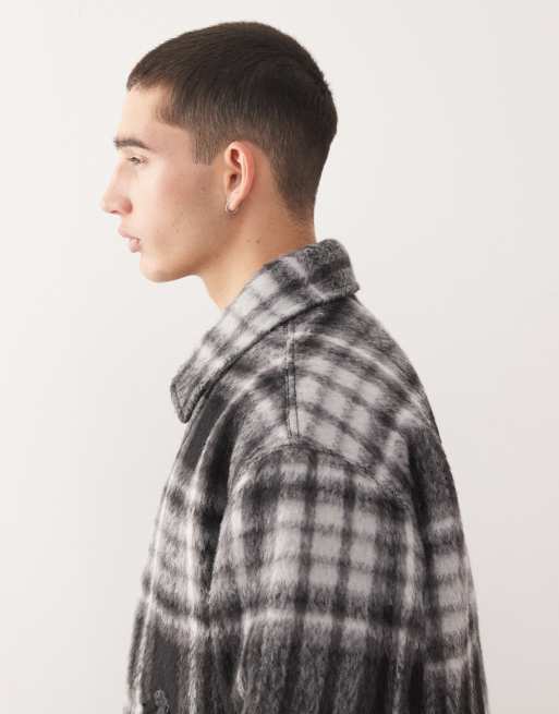Weekday brushed wool blend jacket in black check, 4 of 5