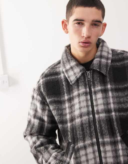 Weekday brushed wool blend jacket in black check, 5 of 5