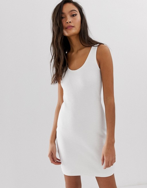 Weekday bubble bodycon jersey dress in white
