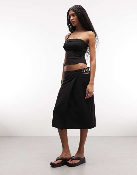 Weekday buckle midi skirt co-ord in black