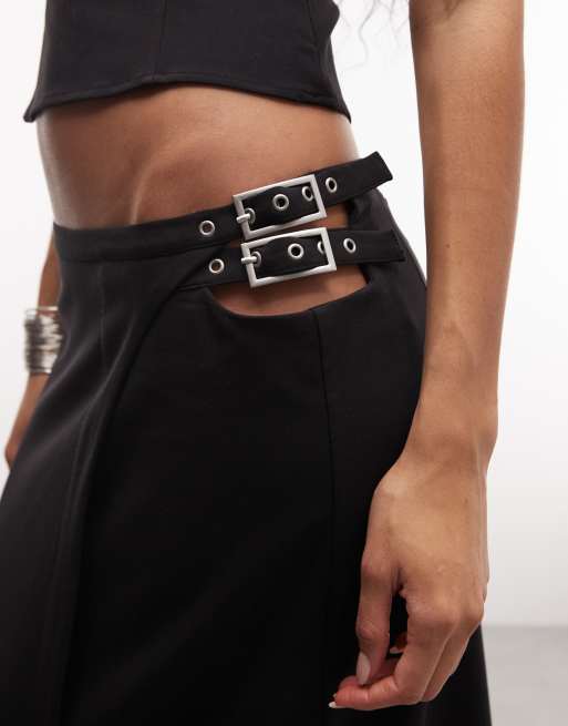 Weekday buckle midi skirt co-ord in black, 4 of 5