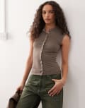 [Weekday] Weekday button front top in dark mole-Brown XL DARK MOLE