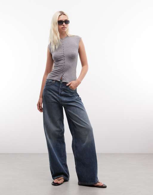 Weekday button front top in heather gray, 2 of 4