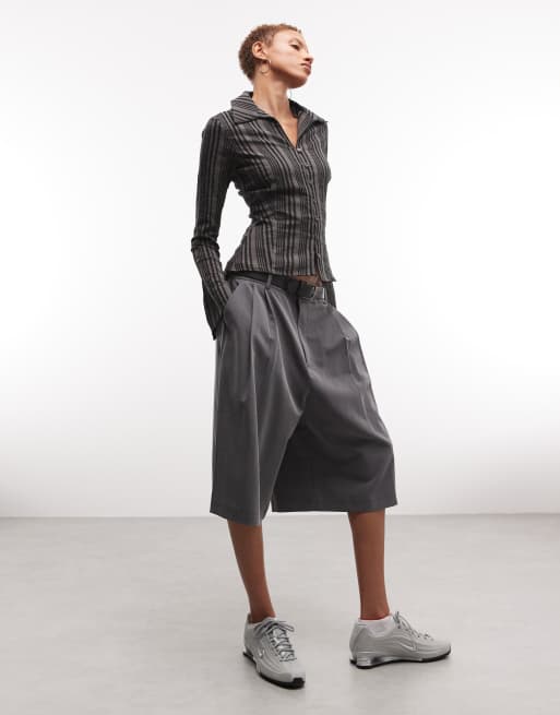 Weekday button up long sleeve shirt in grey stripe, 2 of 4