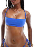[Weekday] Weekday Byron Mix & Match towelling bandeau bikini top in blue exclusive to ASOS XL Blue