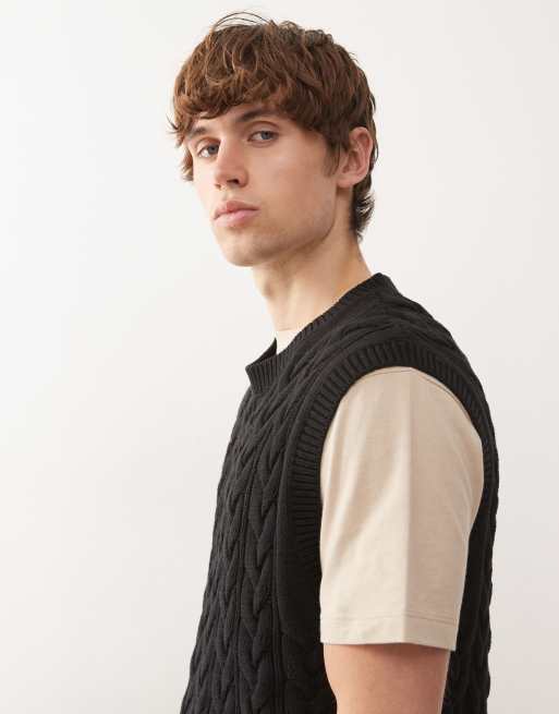 Weekday cable knit vest in black