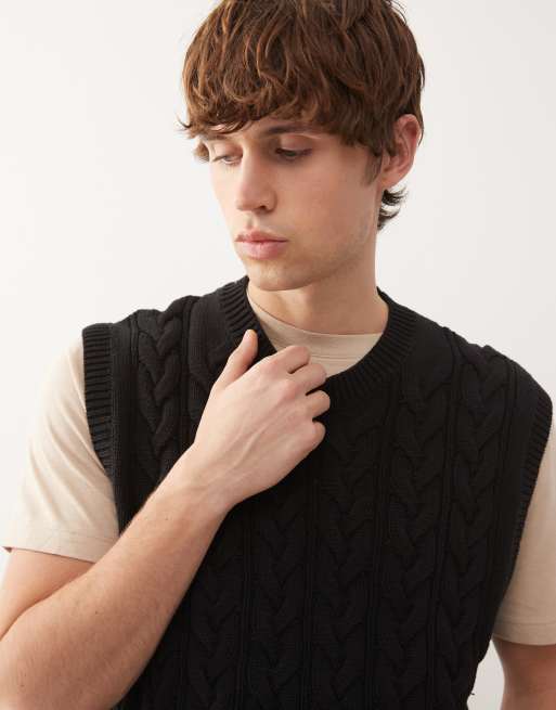 Weekday cable knit vest in black, 5 of 5
