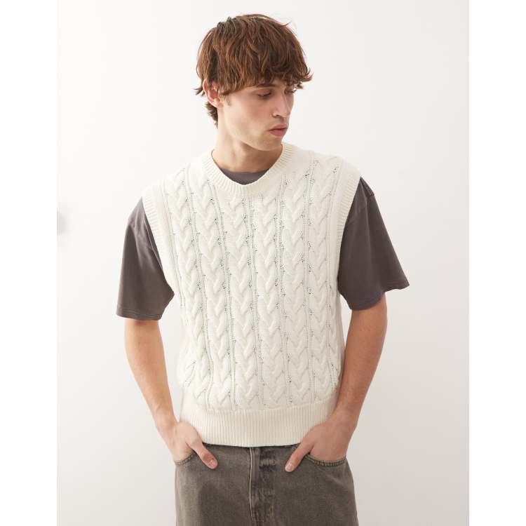 Weekday cable knit vest in off-white | ASOS