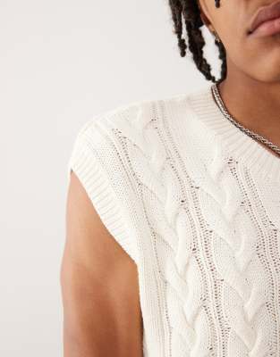 Weekday Cable Knit Vest In White
