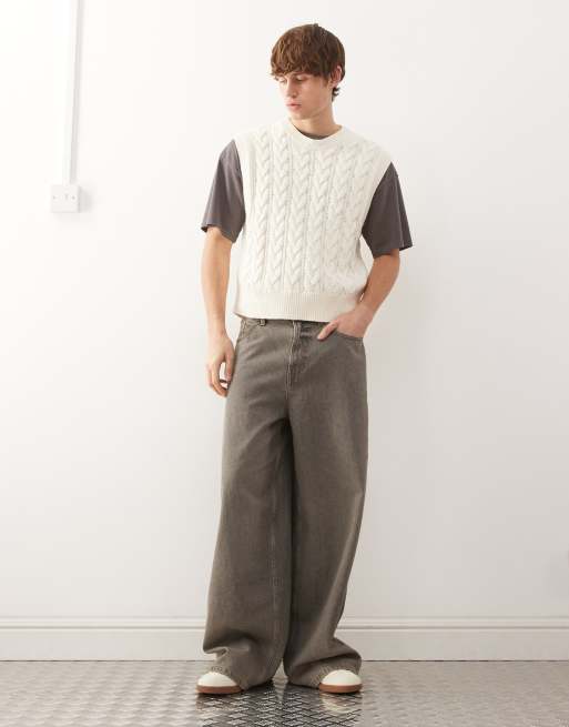 Weekday cable knit vest in off-white | ASOS