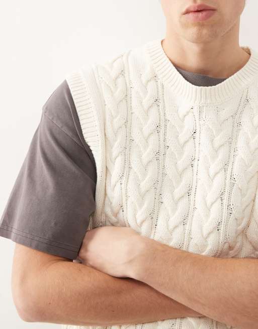Weekday cable knit vest in off-white | ASOS