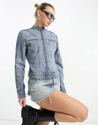 Weekday Calabasas Zip Up Denim Jacket In Novel Blue Wash - Part Of A Set