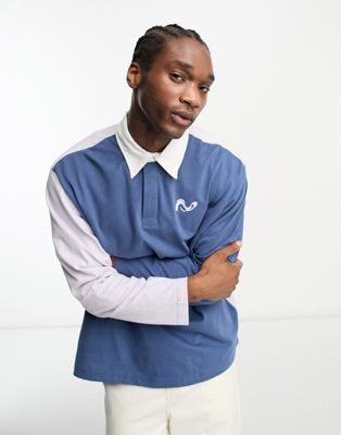 Weekday Caleb rugby polo shirt in colourblock