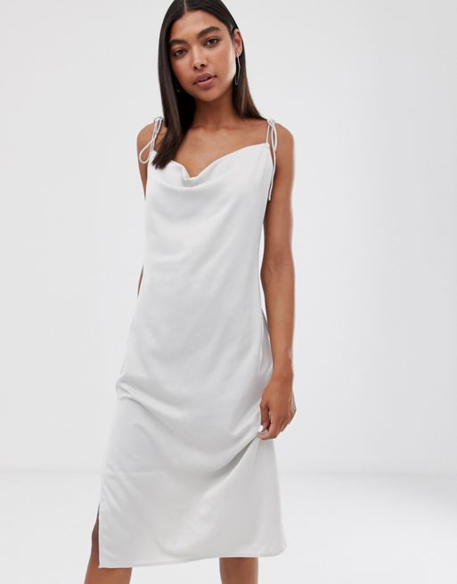 Weekday cami dress with cowl neck in light grey | ASOS