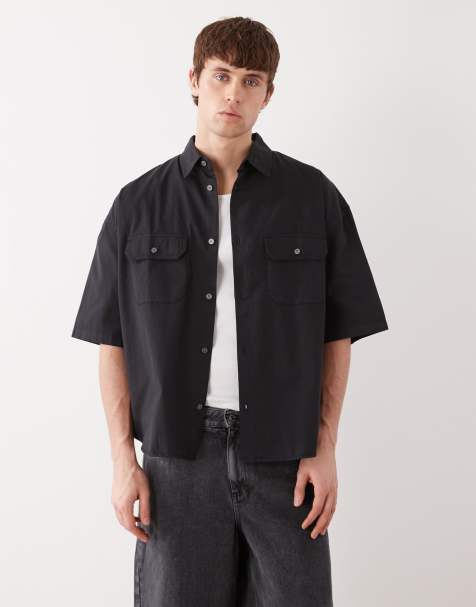 Weekday - Camicia a maniche corte squadrata nera - view 1