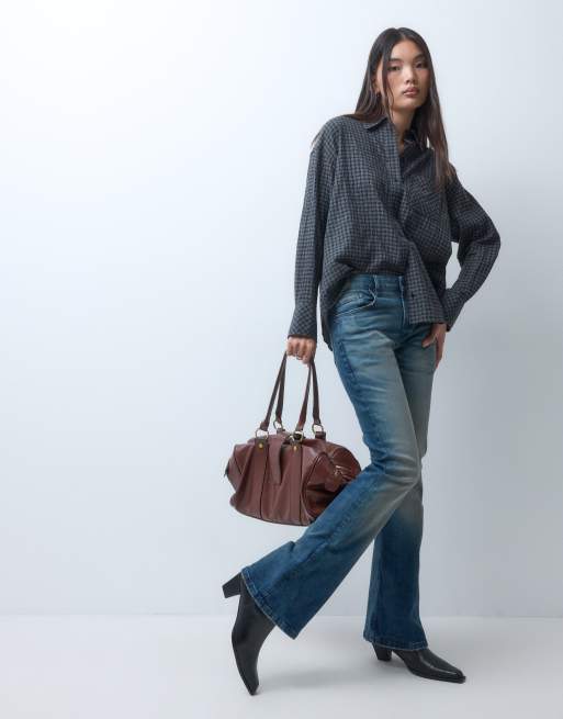 Weekday camicia oversize a quadri neri, 2 di 10