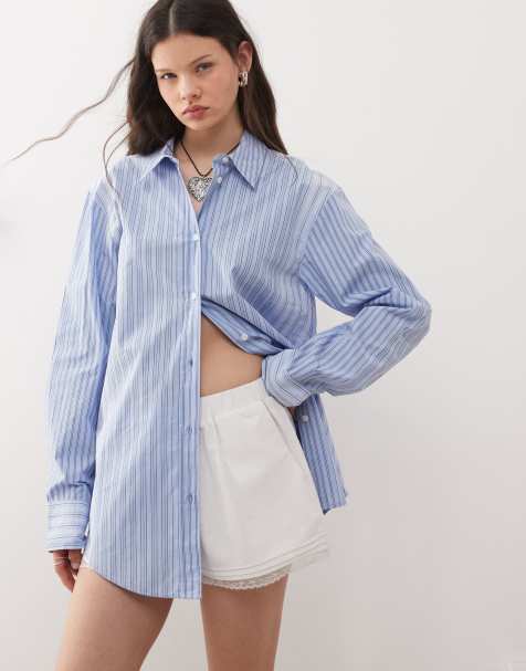Weekday - Camicia oversize blu a righe miste - view 1