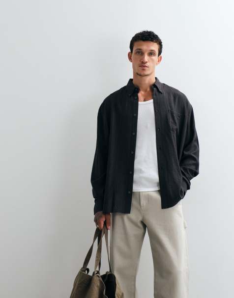 Weekday - Camicia oversize larga grigio scuro a righe - view 1