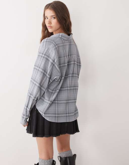 Weekday - Camicia squadrata grigia a quadri, 4 di 4