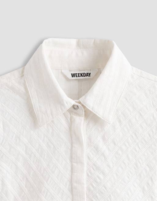 Weekday - Camisa con detalle de mangas con lazo en blanco roto, 8 de 8