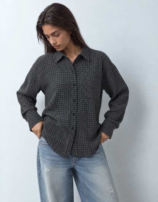 Weekday camisa extragrande a cuadros negros, 8 de 10